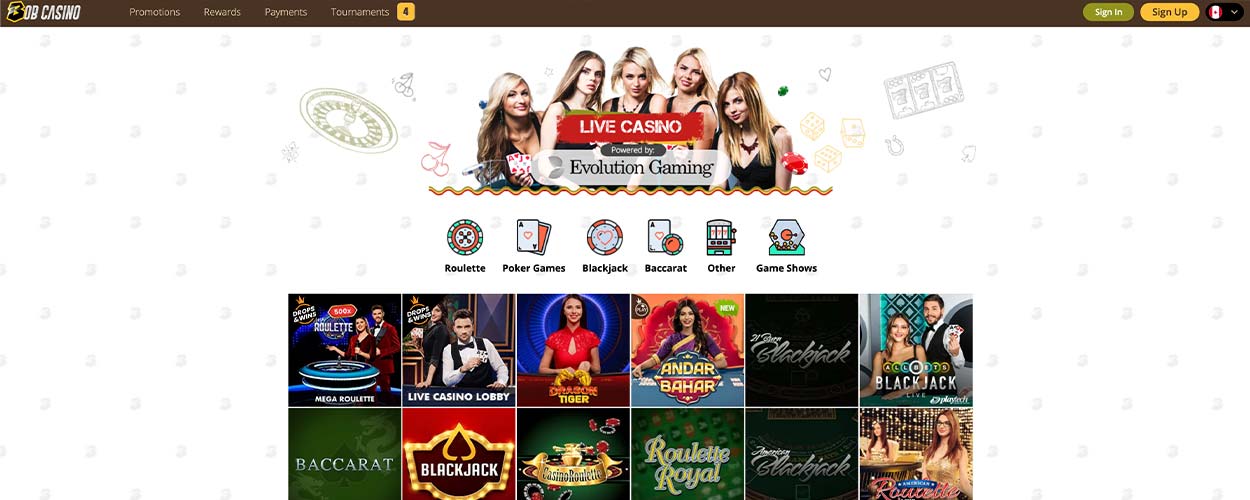 BobCasino Live Casino Lobby