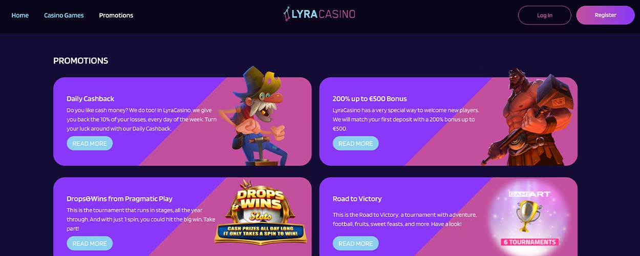 LyraCasino bonuses, promotions and bonus codes for Canadian players