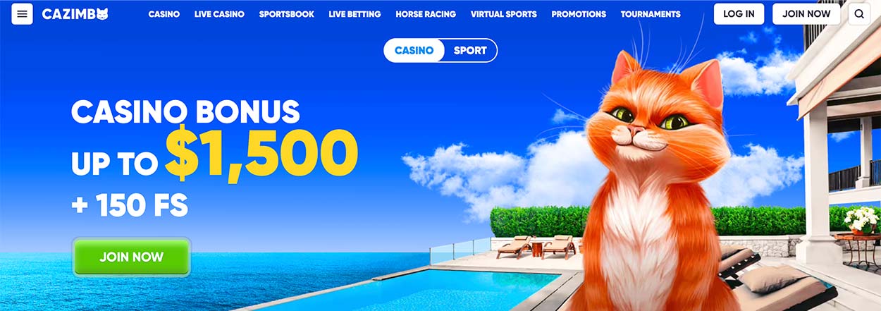 Cazimbo online gambling site home page