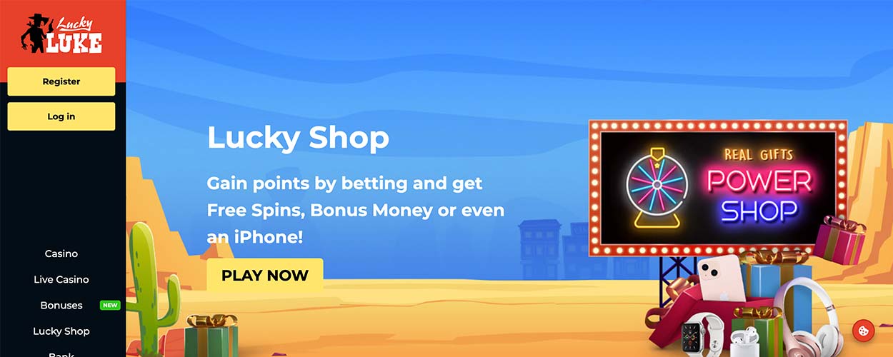 LuckyLuke online gambling site home page