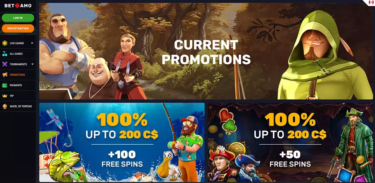 Betamo casino match bonuses for Canadians