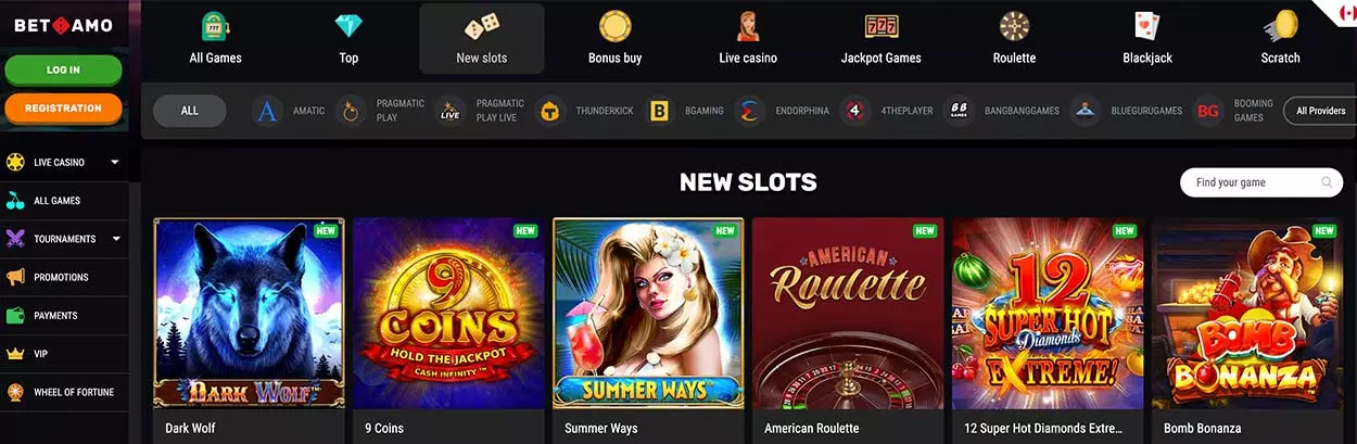 Betamo Online Slots Lobby for Canadians