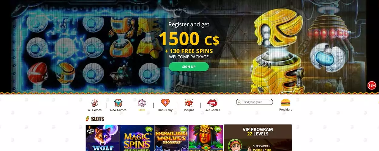 Online slots lobby at BobCasino Canada