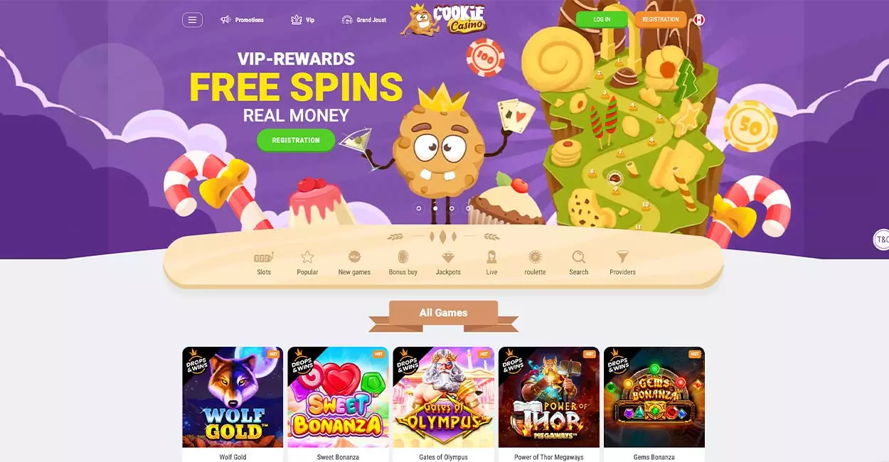 CookieCasino Canada online gambling site home page