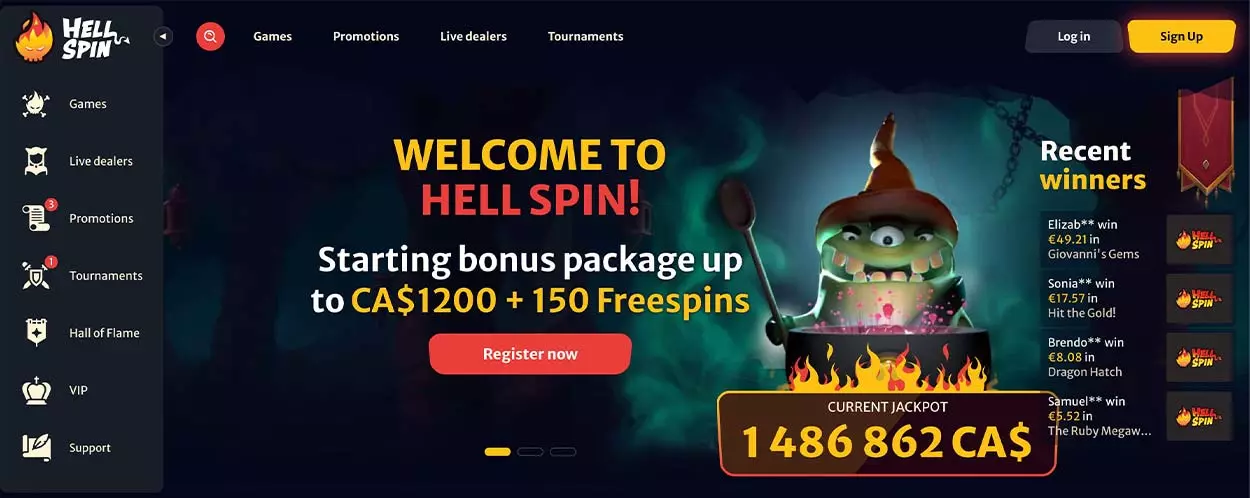 Main page HellSpin Canada