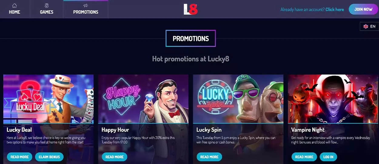 Lucky8 Casino bonuses, promotions and bonus codes for Canadian players