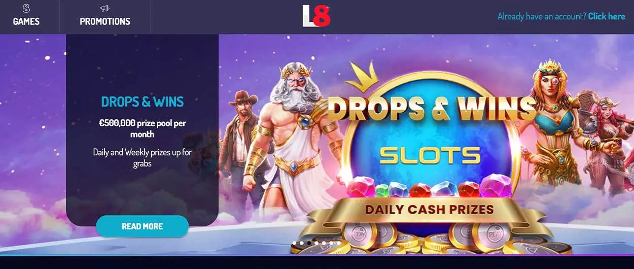 Lucky8 Casino online gambling site home page
