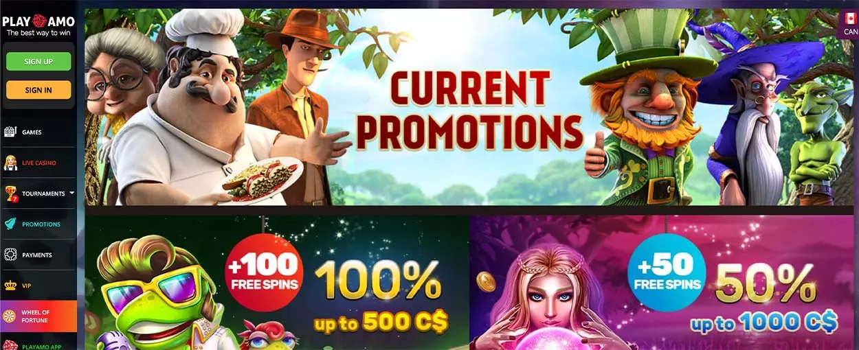 Playamo casino match bonuses for Canadians