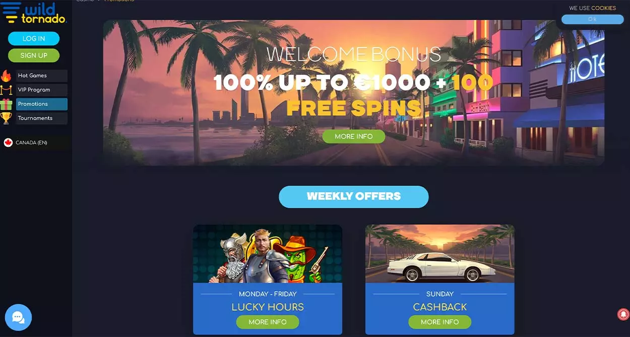 Wildtornado Casino bonuses, promotions and bonus codes for Canadian players