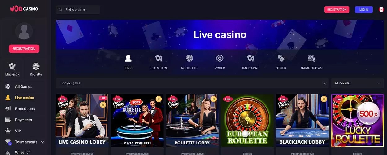 Live dealer casino CA - Woocasino
